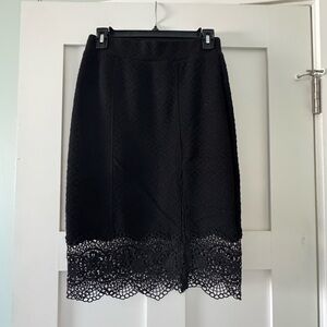 Free People Black Lace Pencil Skirt